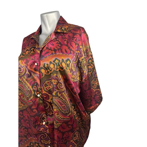 Vtg Victoria's Secret Gold Label Paisley Night Blouse M/L Nightgown Sleepwear - Picture 2 of 9